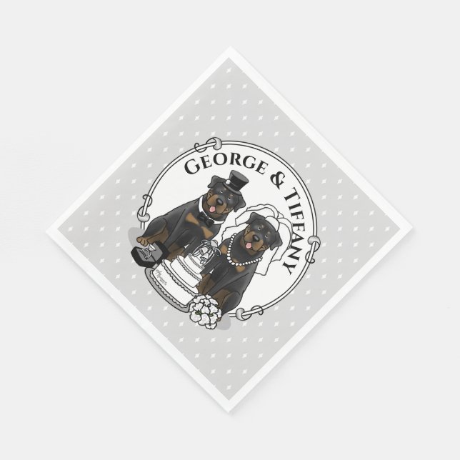 Serviette En Papier Mariage Rottweilers marié et chien de chambre mign (Coin)