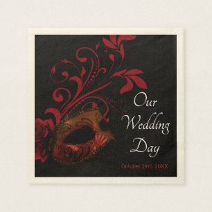 Serviette En Papier Mariage rouge floral