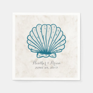 Serviette En Papier Mariage Royal Blue Rustic Seashell