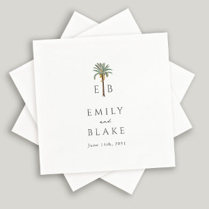 Serviette En Papier Mariage Royal Palm Tropical Classique Monogramme