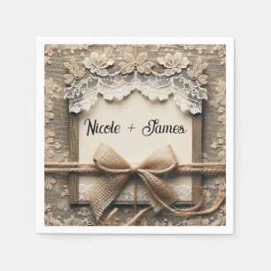 Serviette En Papier Mariage rustique avec dentelle florale vintage et