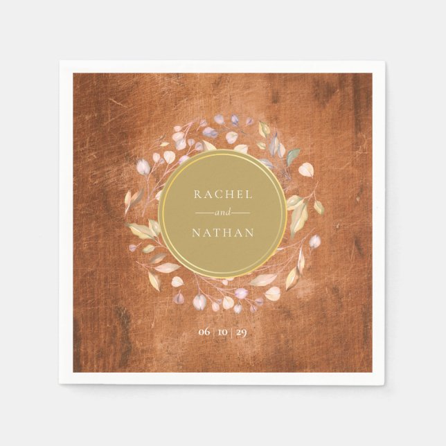 Serviette En Papier Mariage rustique Bois vert Garland (Devant)