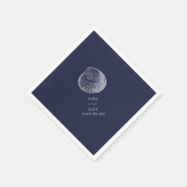 Serviette En Papier Mariage Rustique Clamshell Blue Beach (Coin)