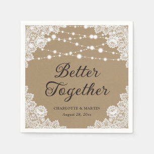 Serviette En Papier Mariage Rustique de dentelle papier Kraft