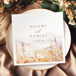 Serviette En Papier Mariage rustique de montagne aux fleurs sauvages a
