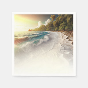 Serviette En Papier Mariage rustique de plage au coucher du soleil par