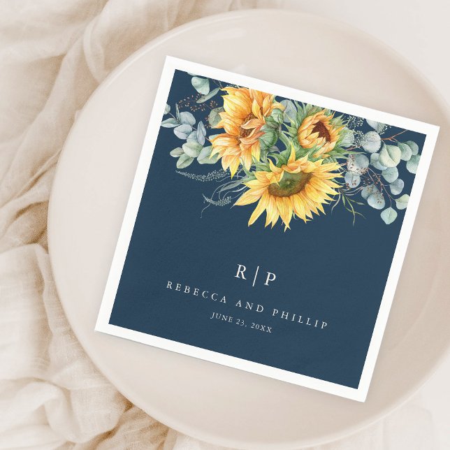 Serviette En Papier Mariage rustique de tournesol Eucalyptus (Créateur téléchargé)