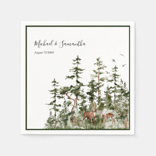Serviette En Papier Mariage Rustique en Forêt de Montagne à l'Aquarell