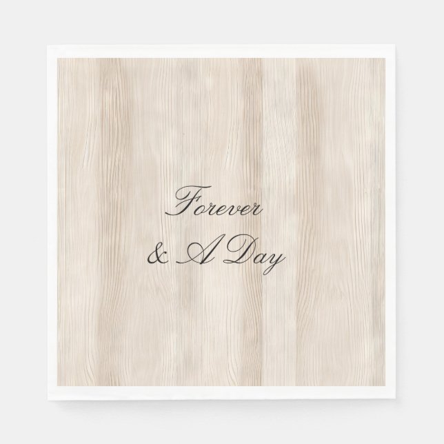 Serviette En Papier Mariage Rustique Faux Crème Blanc Bois (Devant)