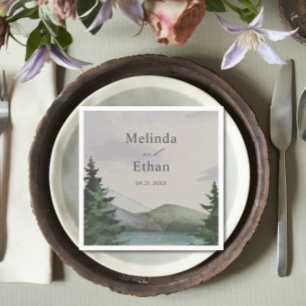 Serviette En Papier Mariage Rustique Mountain & Lake Evergreen