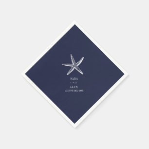 Serviette En Papier Mariage Rustique Starfish Blue Beach