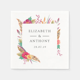Serviette En Papier Mariage Safari Floral