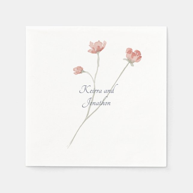 Serviette En Papier Mariage Sage Aquarelle Floral Napkin (Devant)