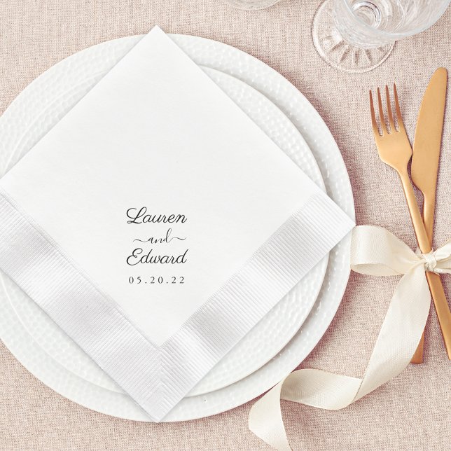 Serviette En Papier Mariage Script Élégant Rustique (Créateur téléchargé)