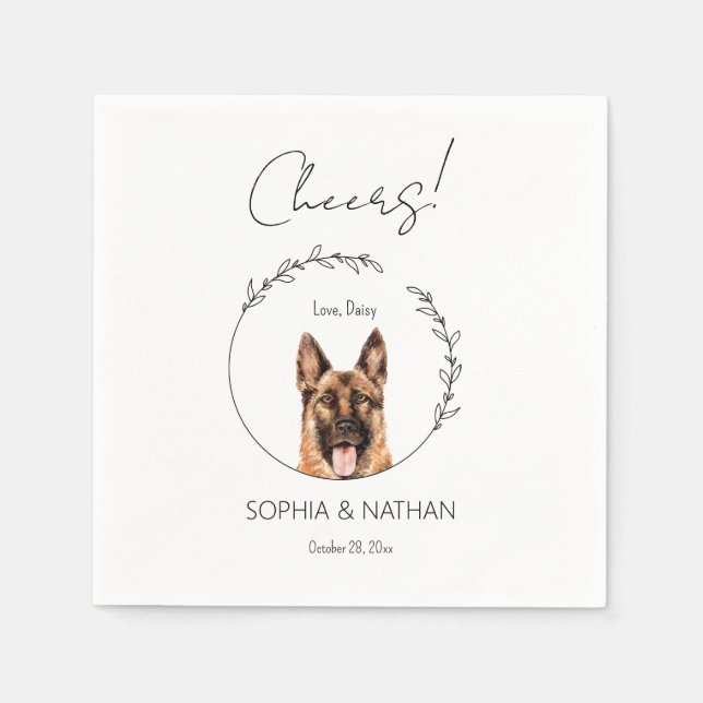 Serviette En Papier Mariage simple berger allemand Cocktail serviettes (Devant)