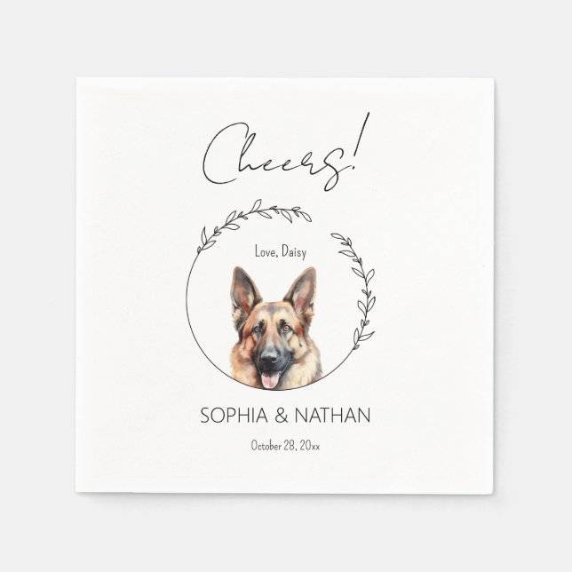 Serviette En Papier Mariage simple berger allemand Cocktail serviettes (Devant)