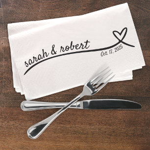 Serviette En Papier Mariage simple de ligne cardiaque