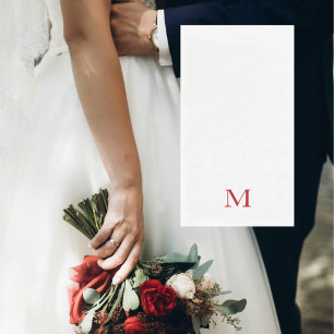 Serviette En Papier Mariage simple de monogramme rouge