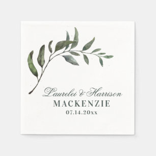 Serviette En Papier Mariage simple élégant de branche Eucalyptus