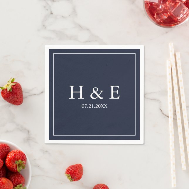 Serviette En Papier Mariage simple Élégant Monogrammes (En situation)