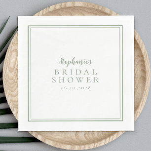 Serviette En Papier Mariage Simple Moderne Shower de Mariée Vert Sauge
