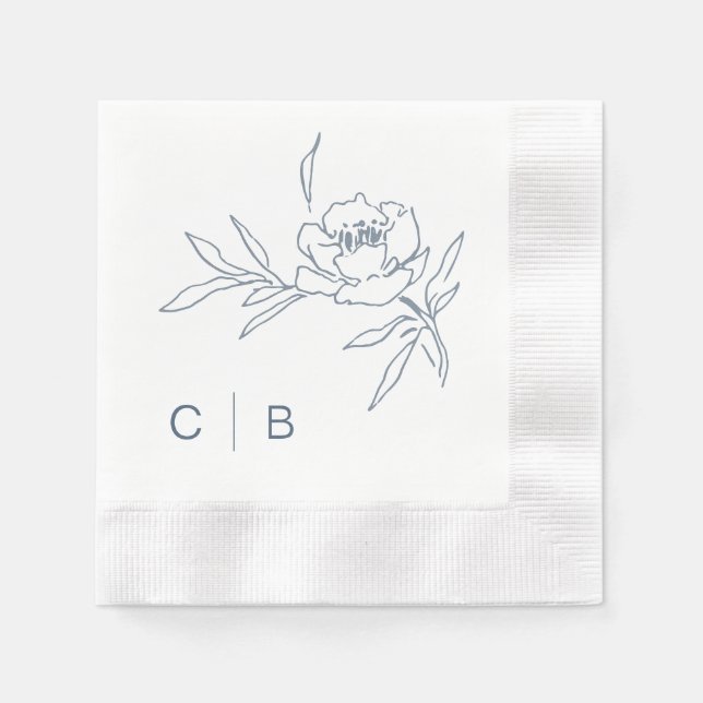 Serviette En Papier Mariage simple Monogrammes (Devant)
