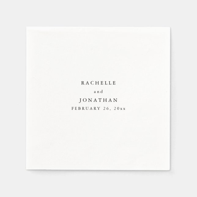 Serviette En Papier Mariage simple noir blanc simple Monogramme (Devant)