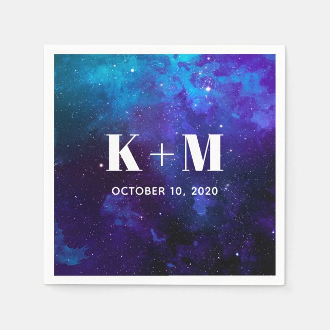 Serviette En Papier Mariage spatial. Les étoiles de nuit. Galaxie mode (Devant)
