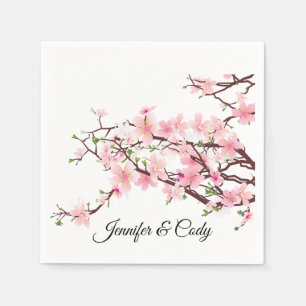 Serviette En Papier Mariage Spring Cherry Blossoms Ajouter des noms Co