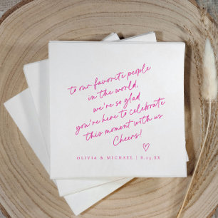 Serviette En Papier Mariage Style Note d'Amour Écriture Manuscrite Ros