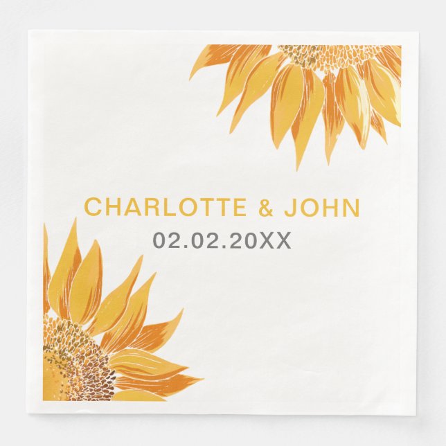 Serviette En Papier Mariage SunFlower moderne (Devant)