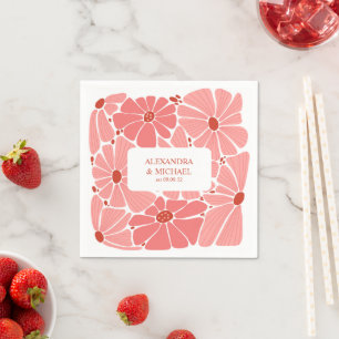 Serviette En Papier mariage super moderne marguerite rose