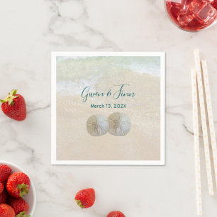 Serviette En Papier Mariage sur la Plage Deux Dollars de Sable
