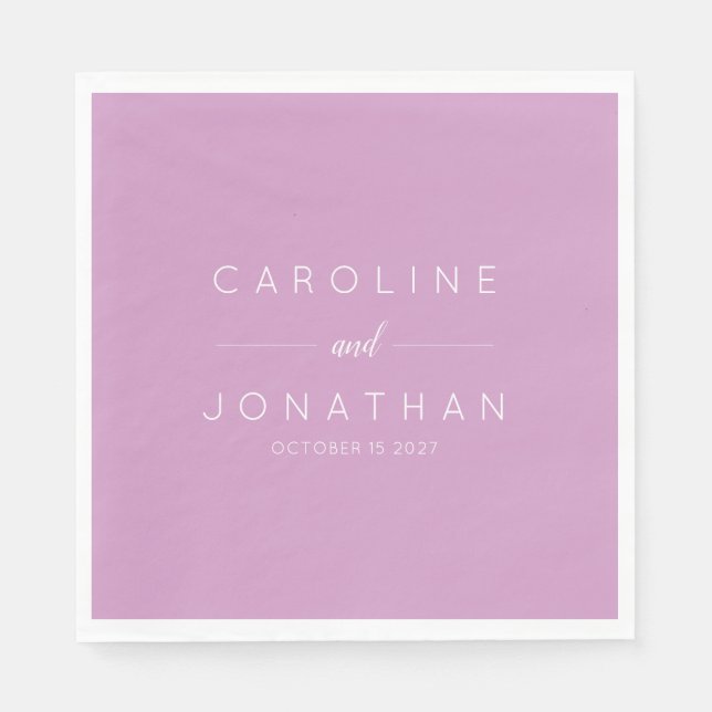 Serviette En Papier Mariage sur mesure avec orchidée de script minimal (Devant)