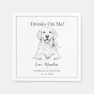 Serviette En Papier Mariage sur mesure Minimaliste Chien Noir Garde de