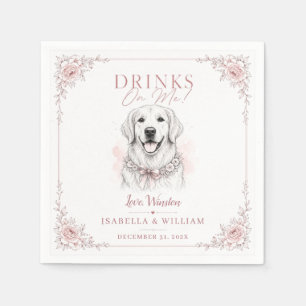 Serviette En Papier Mariage sur mesure rouge à joues Chien animal de c