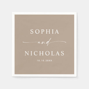 Serviette En Papier Mariage Taupe Poussiéreux Minimaliste Chaud Neut
