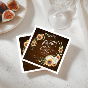 Serviette En Papier Mariage Thème Fleurs de Soleil Verdure Automnale