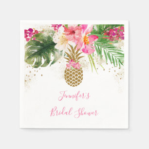 Serviette En Papier Mariage Tropical Floral de l'Ananas Douche