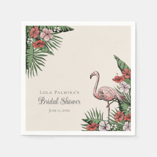 Serviette En Papier Mariage Tropical Hawaïen Flamant Rose