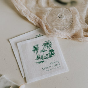 Serviette En Papier Mariage Tropical Palm Personalisé