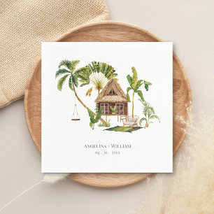 Serviette En Papier Mariage Tropical Palm Tree