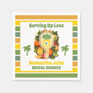 Serviette En Papier Mariage Tropical Rétro avec Ananas et Pickleball
