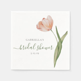 Serviette En Papier Mariage tulipe aquarelle vert