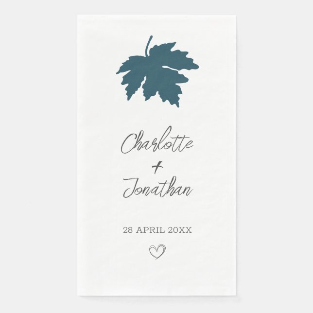Serviette En Papier Mariage turquoise Feuille d'érable d'automne (Devant)