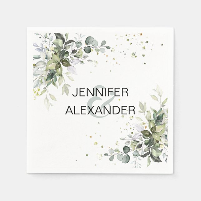 Serviette En Papier Mariage verdoyant (Devant)