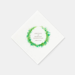 Serviette En Papier Mariage verdure couronne aquarelle serviettes d'ar