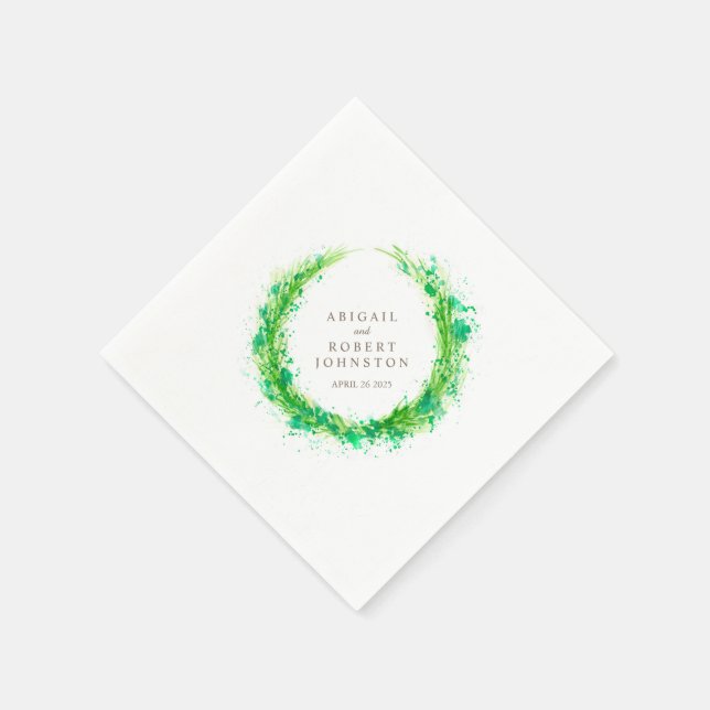 Serviette En Papier Mariage verdure couronne aquarelle serviettes d'ar (Coin)