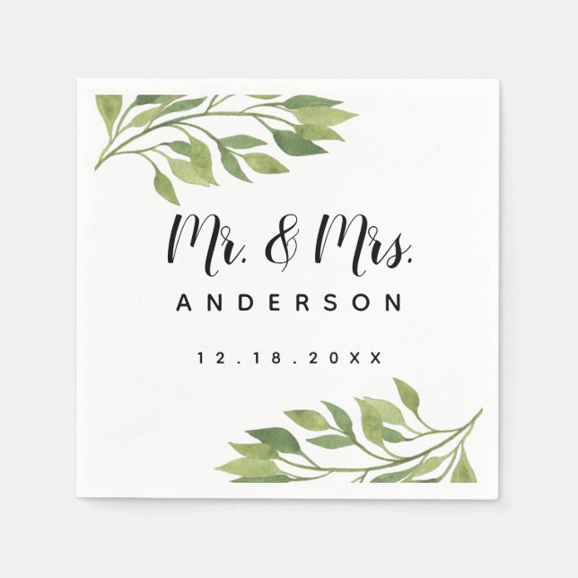 Serviette En Papier mariage verdure feuille de napkine mariage printem (Devant)