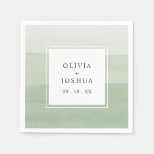 Serviette En Papier Mariage vert aquarelle